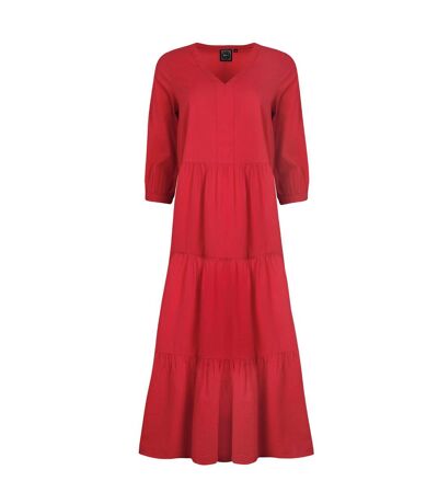 Womens/ladies margo seersucker tiered midi dress crimson Weird Fish