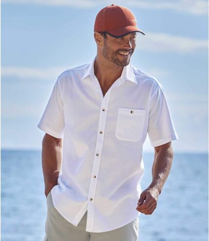 Pack of 2 Men's Crepe Summer Shirts - White Terracotta 
