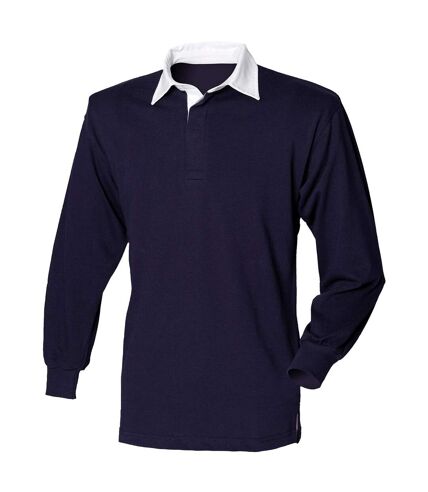 Polo de rugby a manches longues homme bleu marine / blanc Front Row Front Row