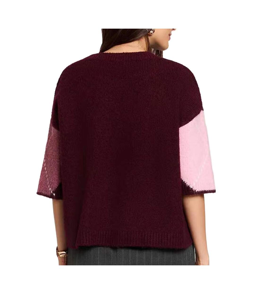 Pull bordeaux femme morgan jacquard-2