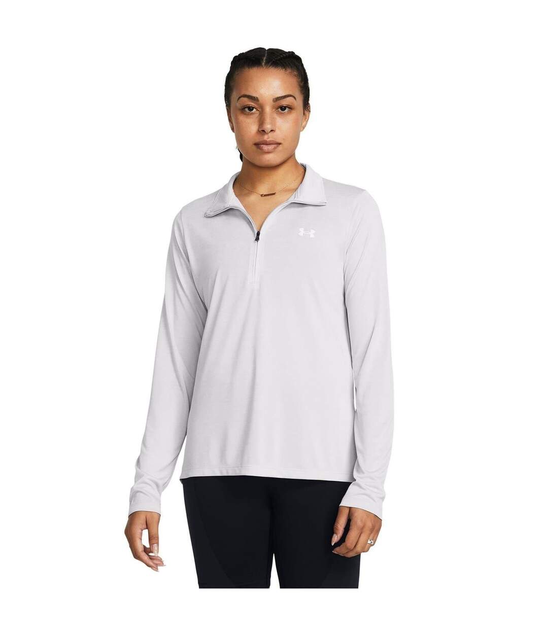 Womens/ladies Tech Textured Half Zip Top Halo Grey Under Armour-2