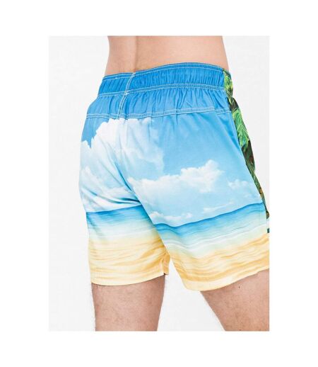 Crosshatch Mens Dream Beach Swim Shorts (Blue/Sand) - UTBG748