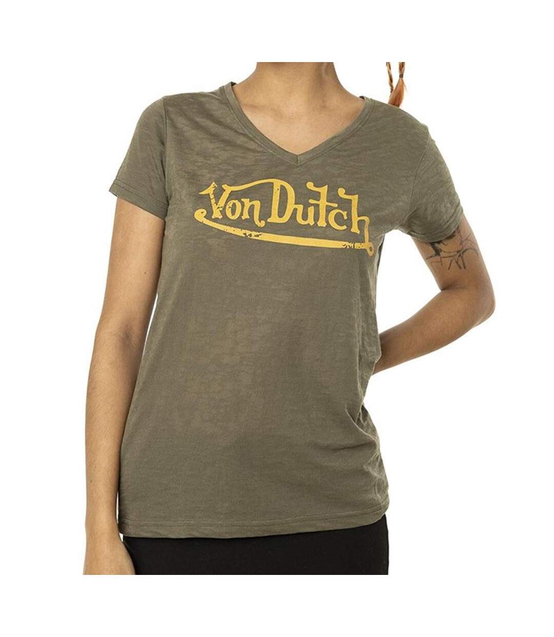 T-shirt Kaki Femme Von Dutch Classic - L-1