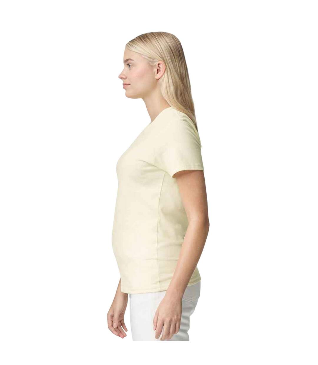 T-shirt Femme Blanc Cassé Gildan-3