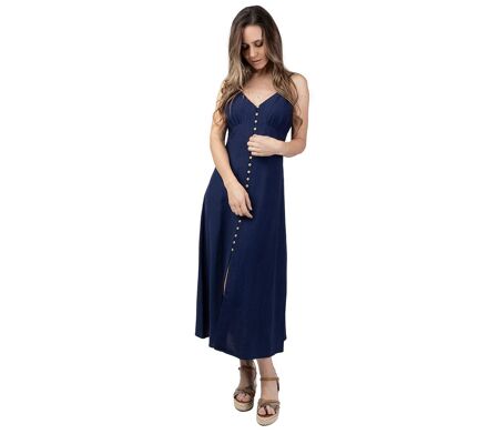 Robe longue VALENTINE bleu marine Coton Du Monde