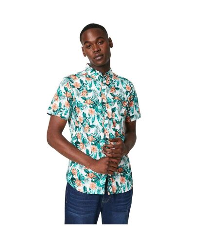 Mens jungle floral short-sleeved shirt green Maine