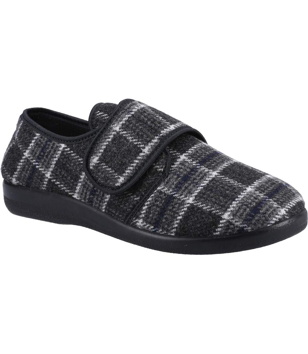 Mens Gerald Classic Checked Slippers Black GBS Med-1