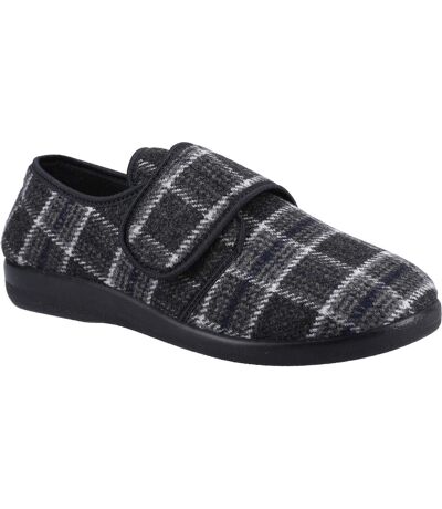 Mens Gerald Classic Checked Slippers Black GBS Med