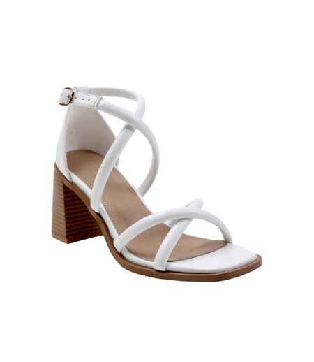 Womens/ladies illinois crossover strap sandals white Where´s That From