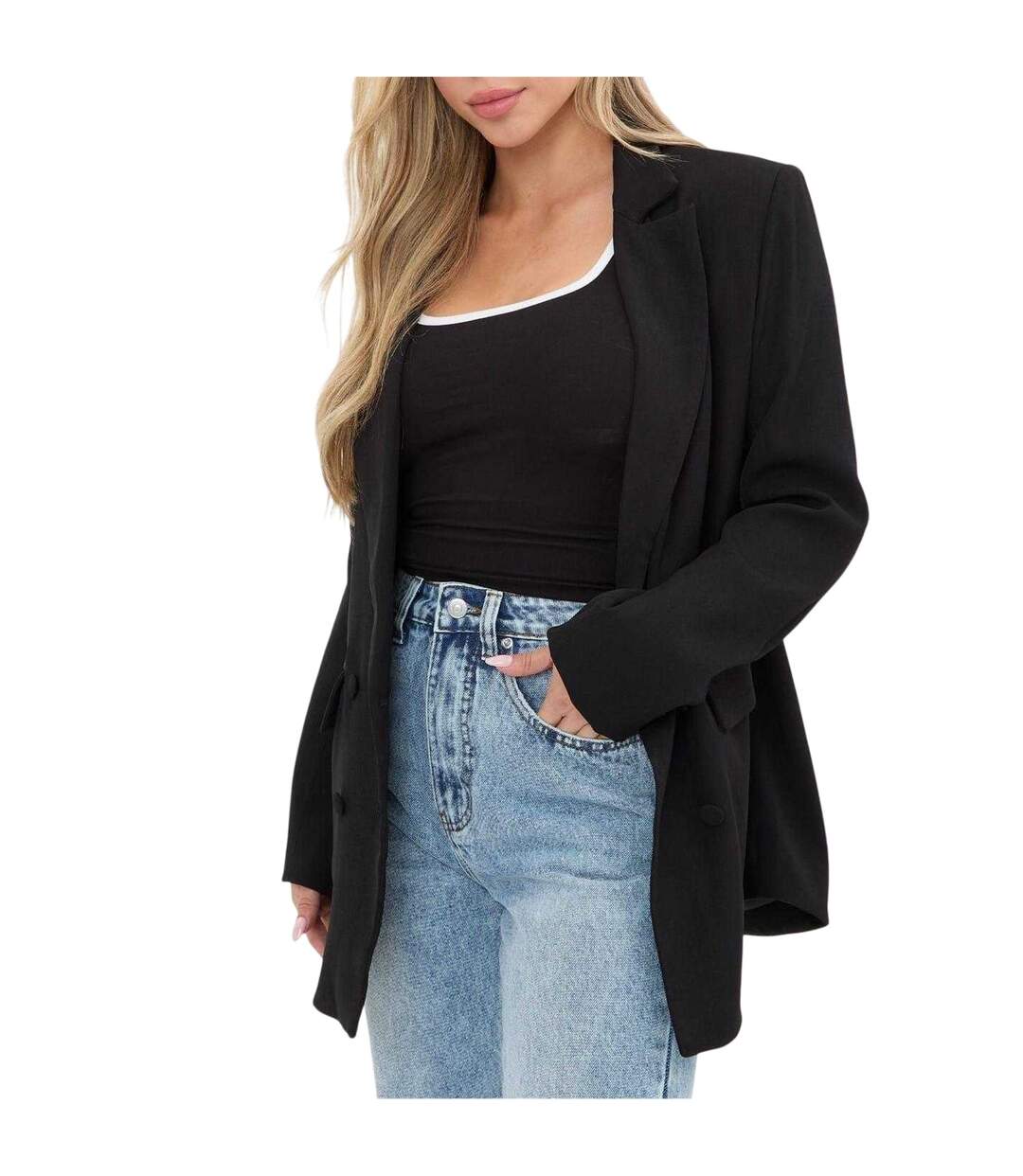 Womens/ladies Woven Relaxed Fit Blazer Black I Saw It First-2