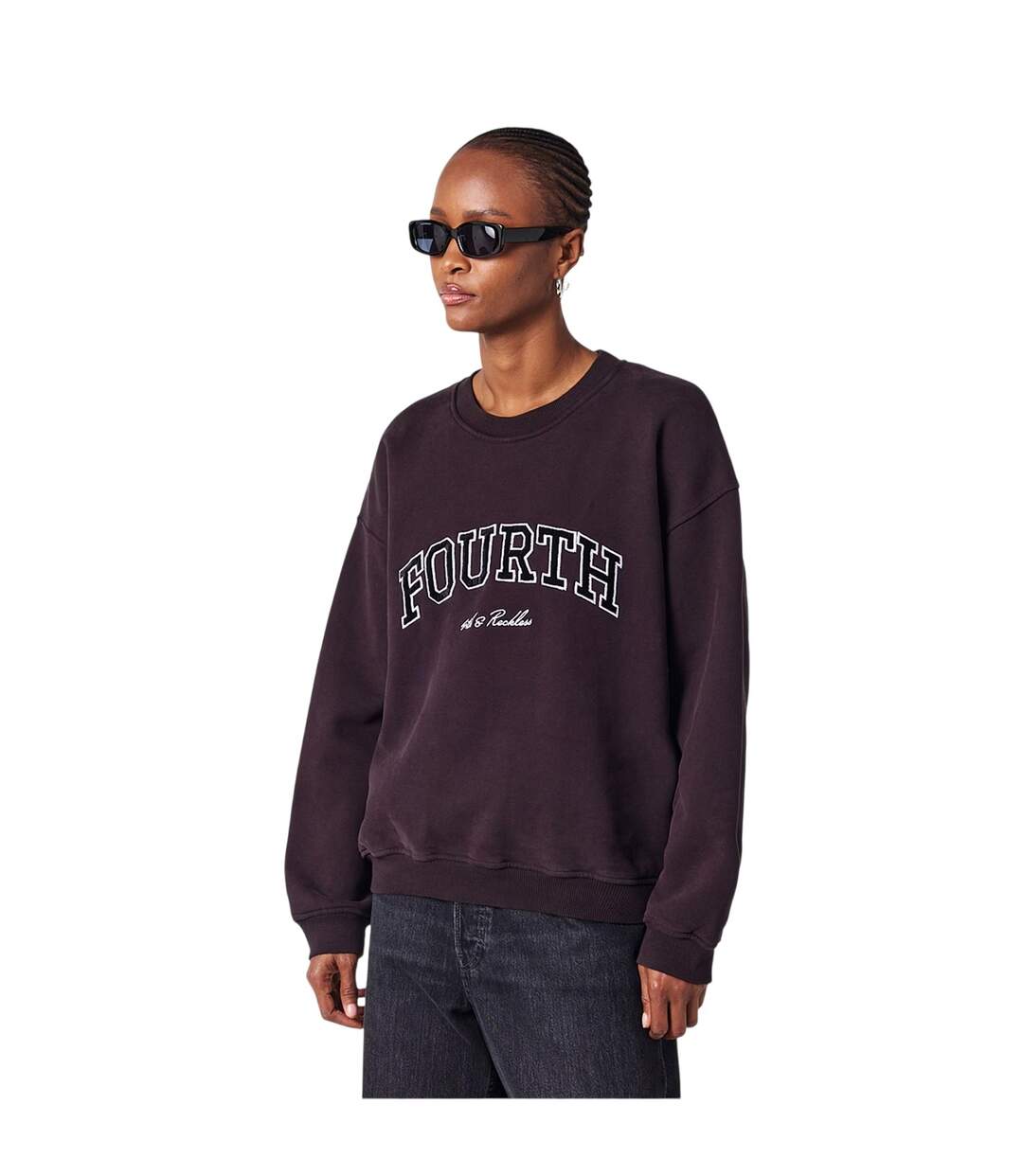 Sweat Motif/style Logo Arqué Leon Femme Marron 4th & Reckless-4