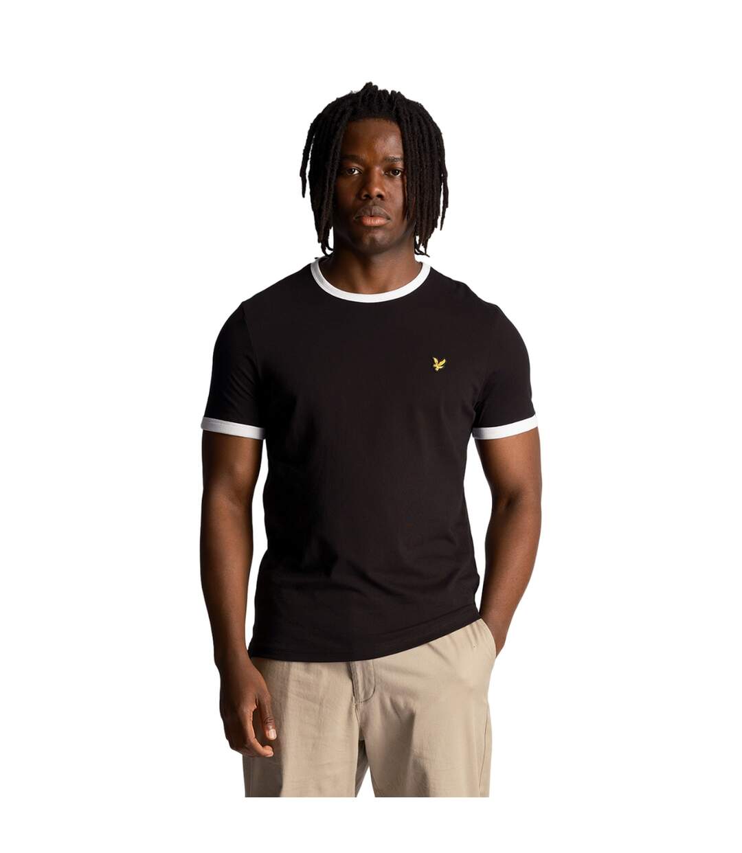 T-shirt ringer pour hommes noir de jais/blanc Lyle & Scott-1