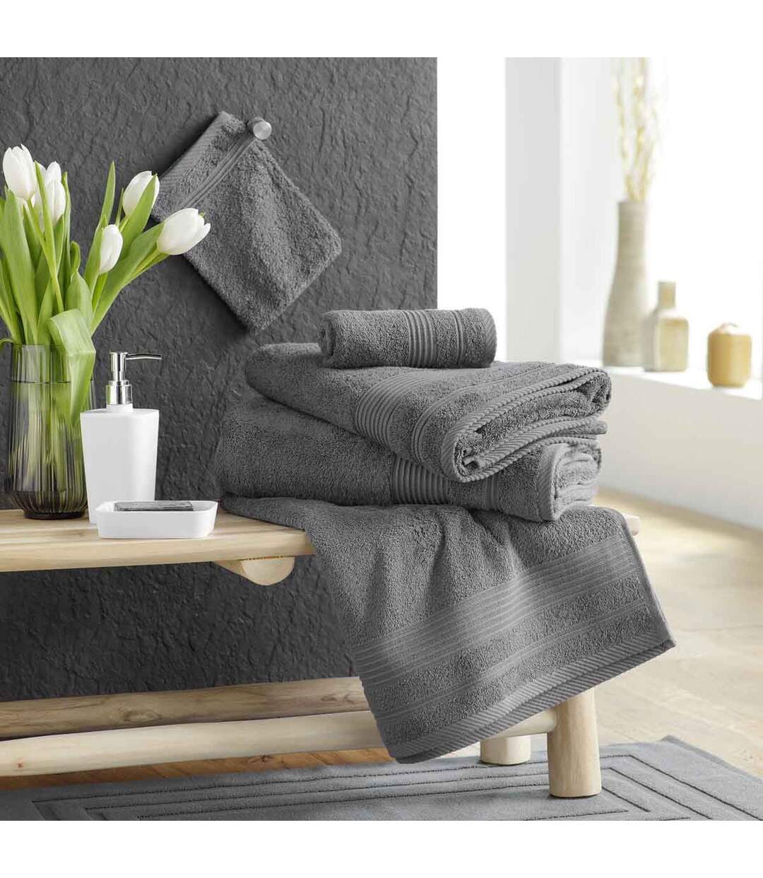 Serviette de Toilette Tendresse 50x90cm Anthracite-4