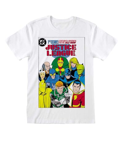 Justice League Unisex Adult Comic Cover T-Shirt (White) - UTHE1704