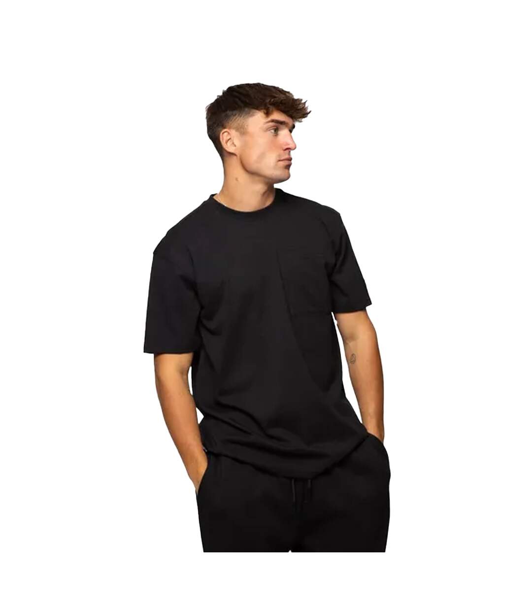 Mens Core Unwashed Pocket T-shirt Black Established-2