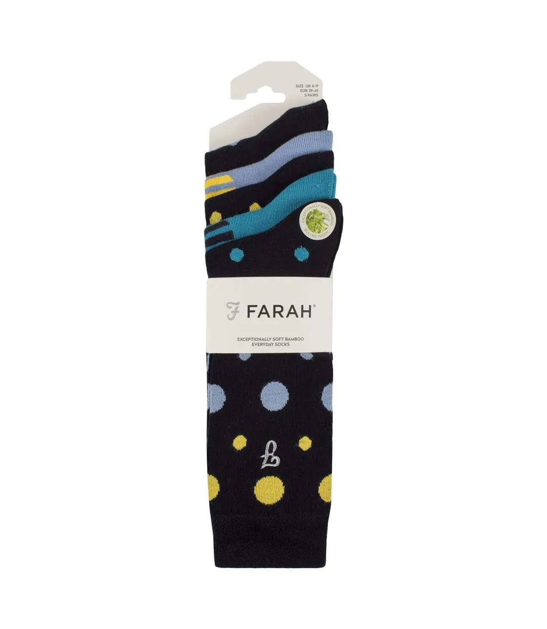 Farah - Lot de 5 paires de chaussettes douces respirantes en bambou homme-2