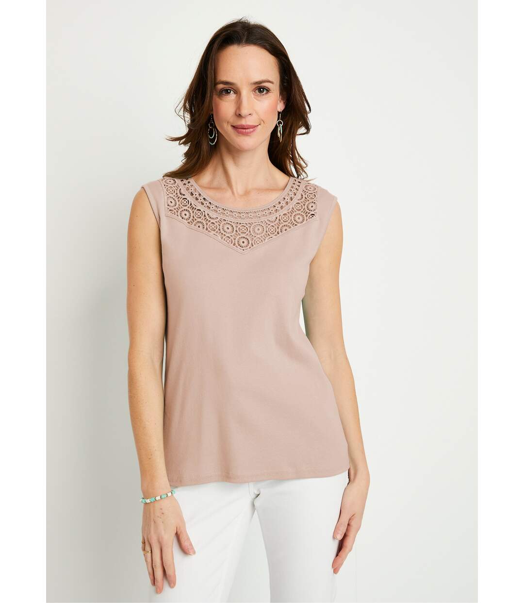 Débardeur macramé coton uni-1