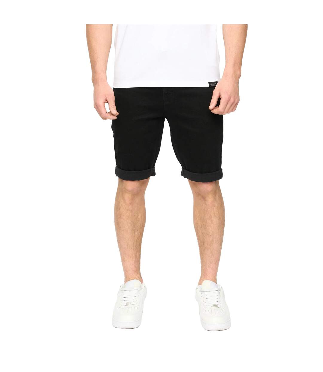Mens Youlgreeve Denim Belted Shorts Black Wash Crosshatch-3