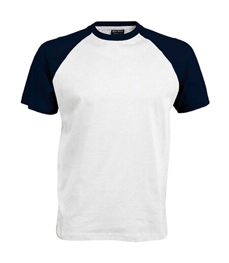 Kariban Mens Short Sleeve Baseball T-Shirt (White/Navy)