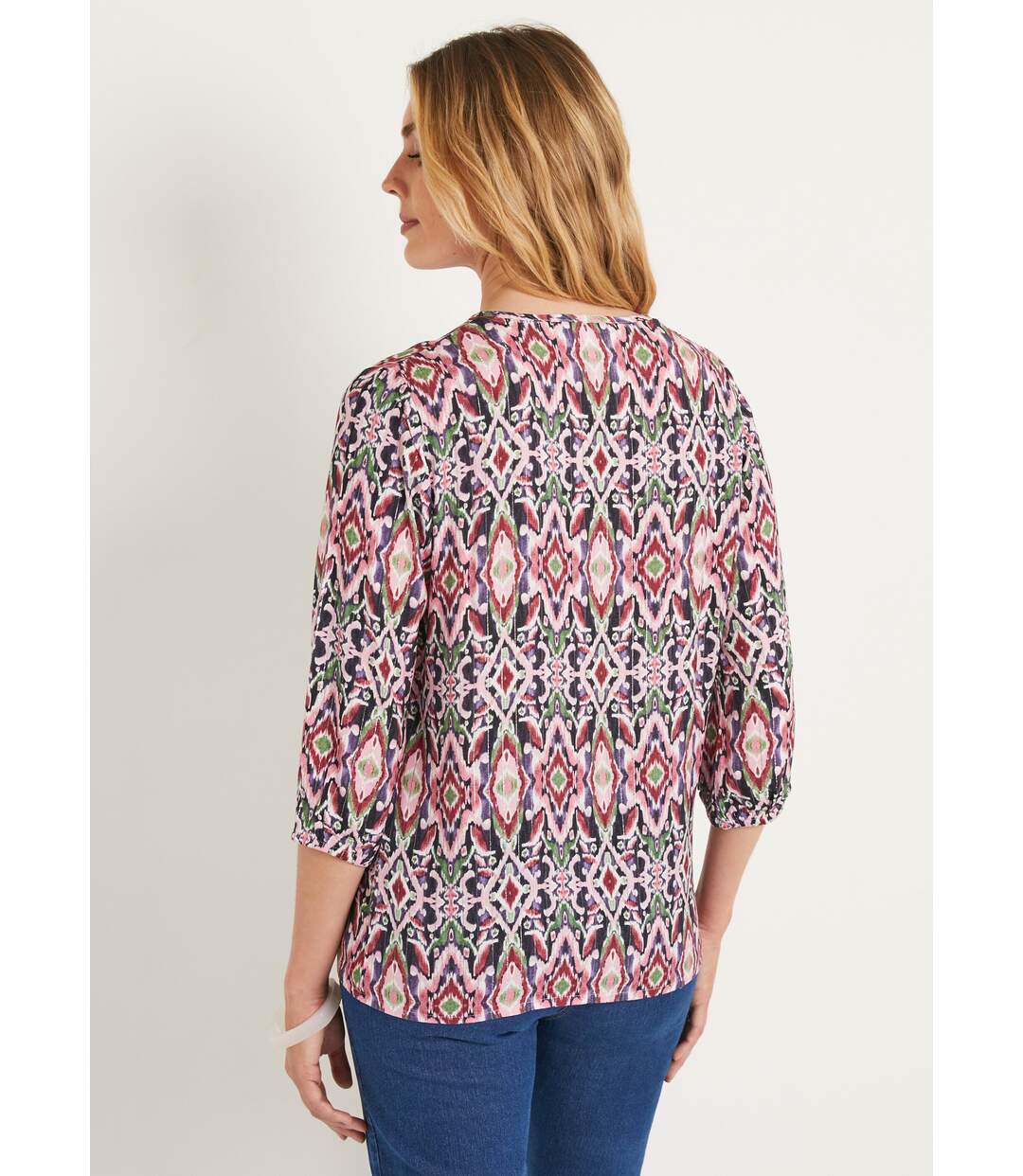 Tunique longue ample boutonnée manches 3/4-2