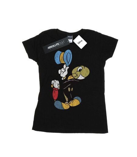 Disney T-Shirt coton Pinocchio Jiminy Cricket Femme/Ladies (Noir) - UTBI48060