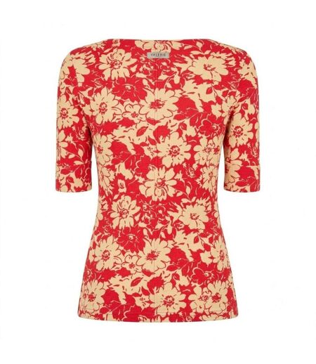 T-shirt Motif/style Floral Femme Rouge Marron Clair Ralph Lauren