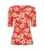 T-shirt Motif/style Floral Femme Rouge Marron Clair Ralph Lauren-2