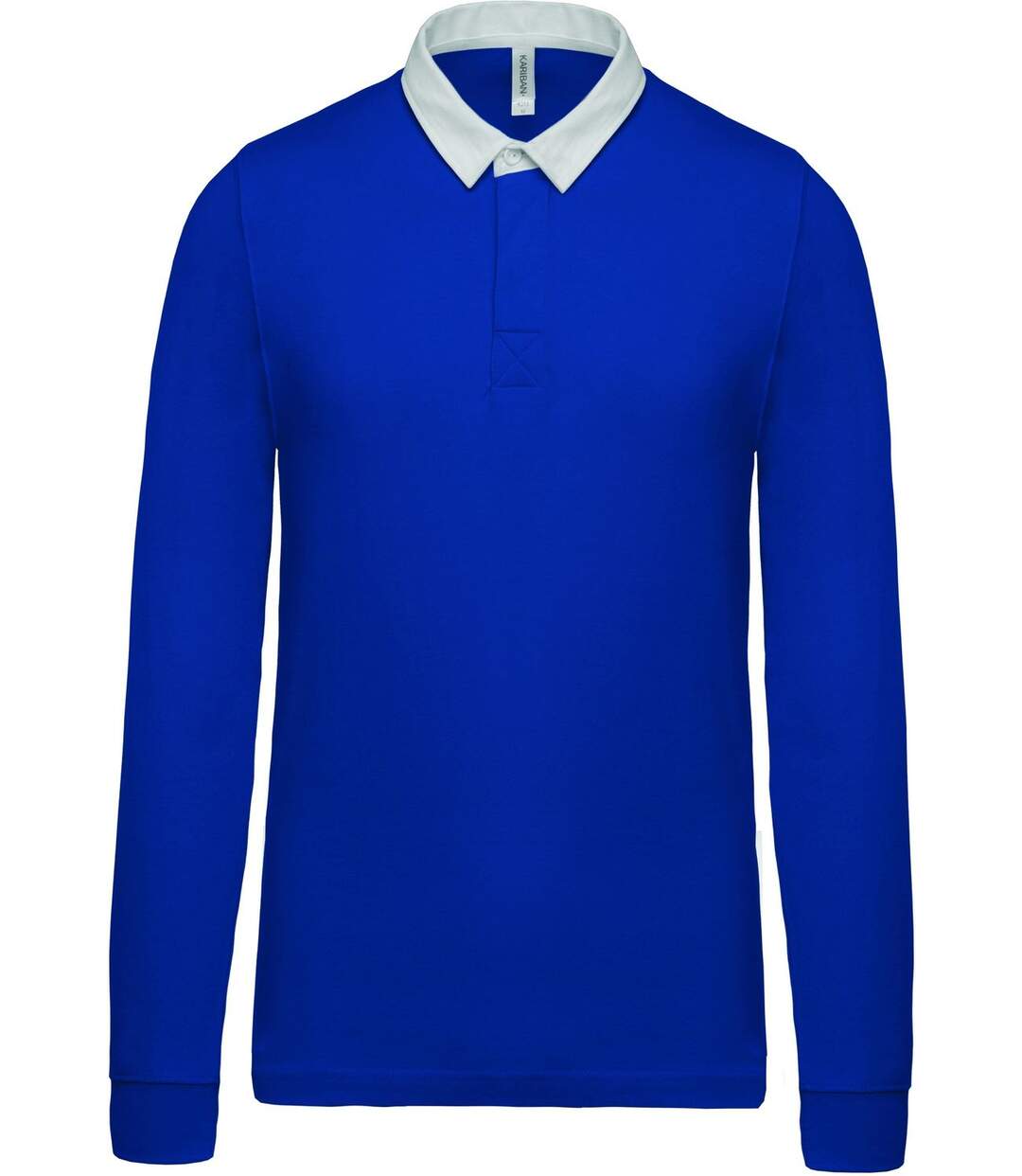 Polo homme rugby - manches longues - K213 - bleu roi - col contrasté