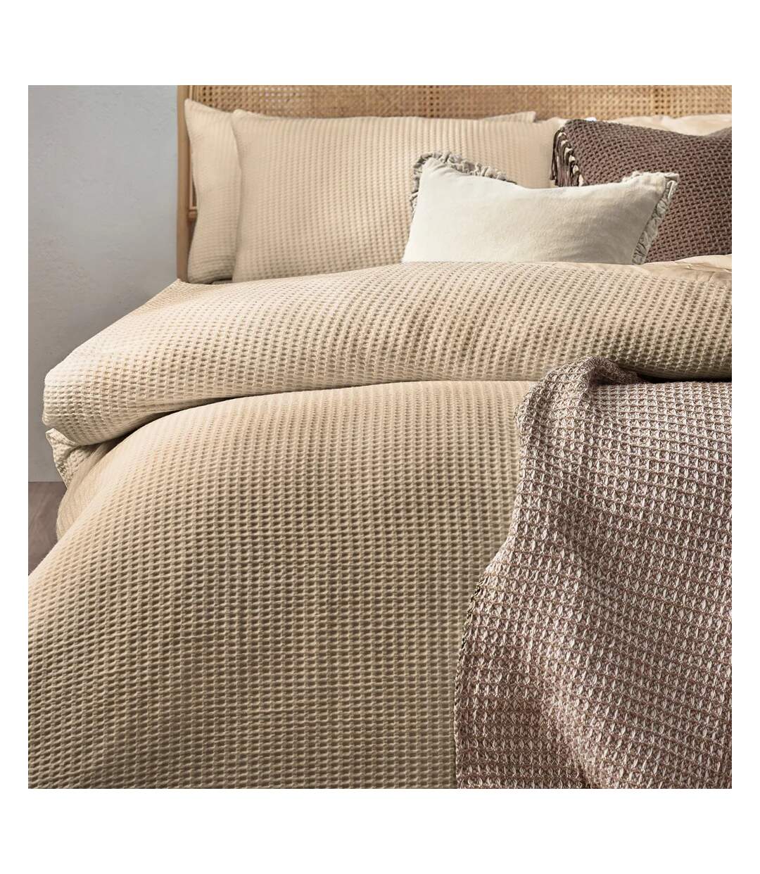 Chunky cotton waffle duvet cover set linen Yard-2