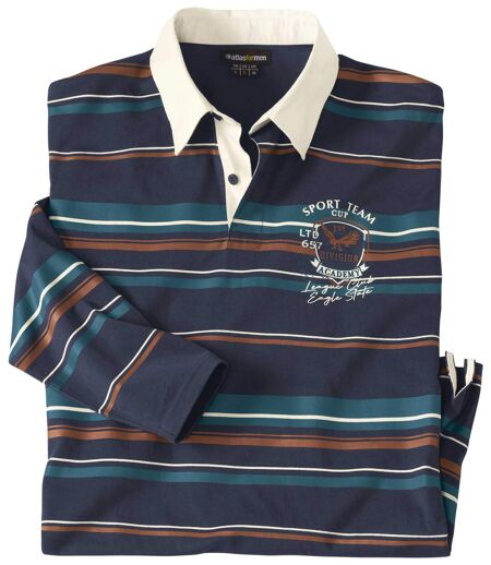 Men's Navy Rugby-Style Polo Shirt 