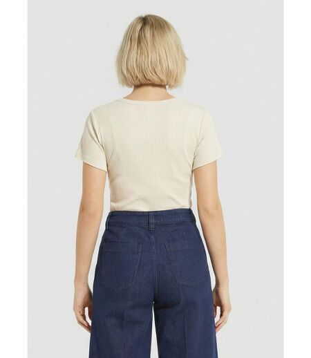 T-shirt col V jersey cotelé, Essentiel