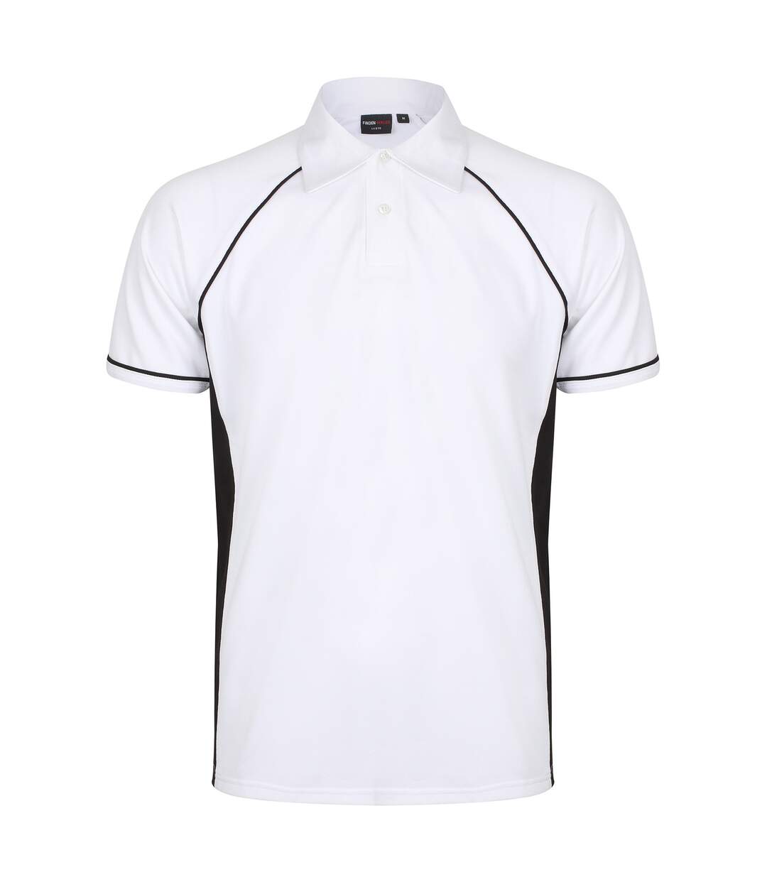 Finden & Hales Mens Piped Performance Sports Polo Shirt (White/Black/Black)