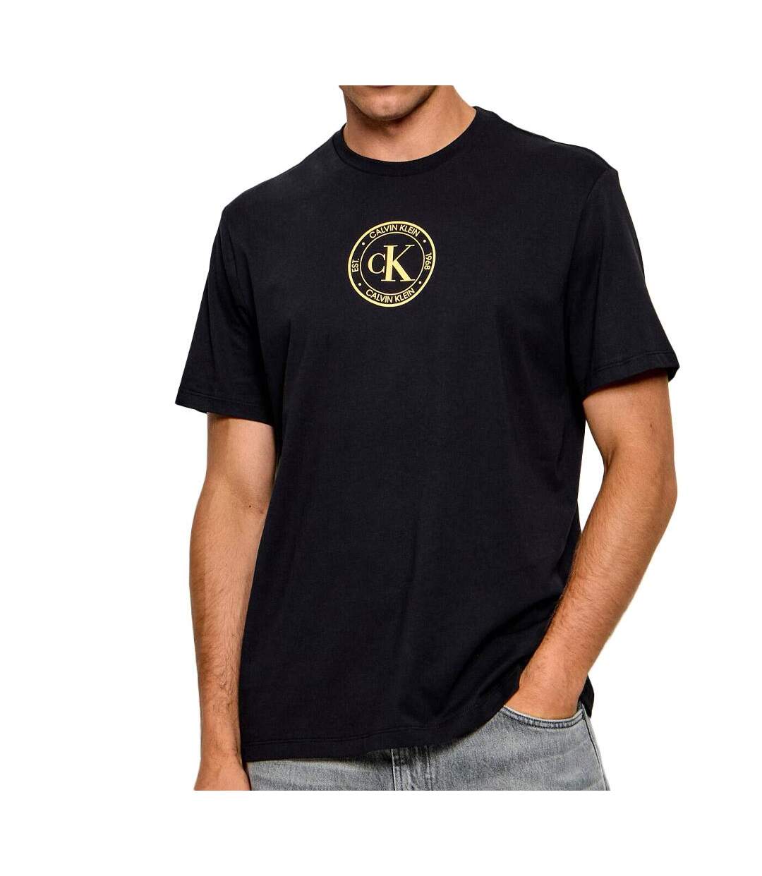 T-Shirt noir homme calvin klein jeans ss 30s eu crest-1