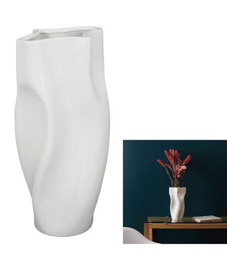 Vase moderne en grès H. 29,50 cm - Blanc