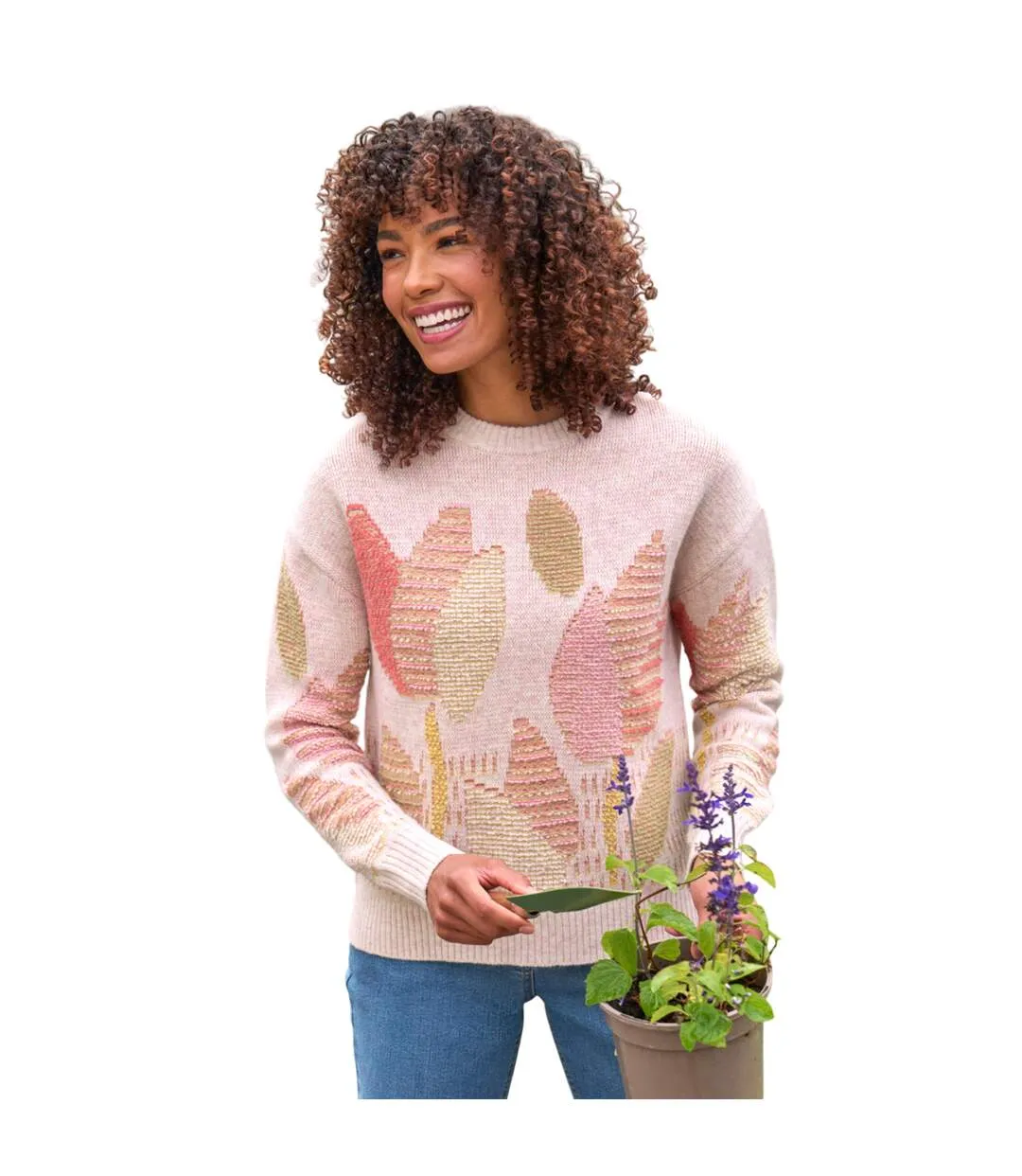 Womens/ladies Garden Tapestry Jumper Multicoloured WoolOvers-1