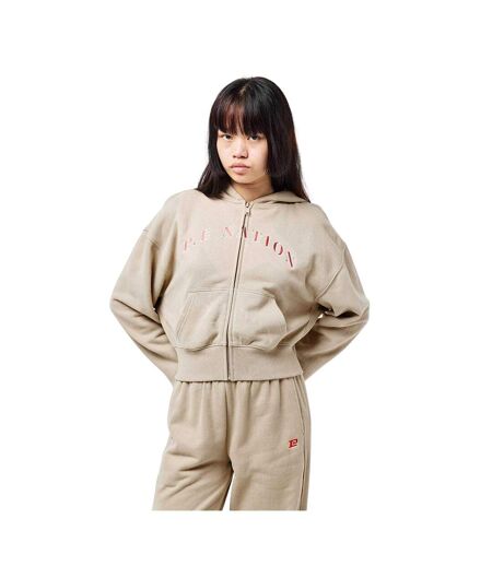 Womens/ladies Eastside Cropped Fleece Jacket Oxford Tan PE Nation