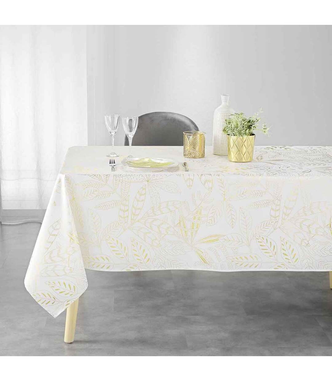 Nappe Imprimée Déco Belflor 150x300cm Blanc-3
