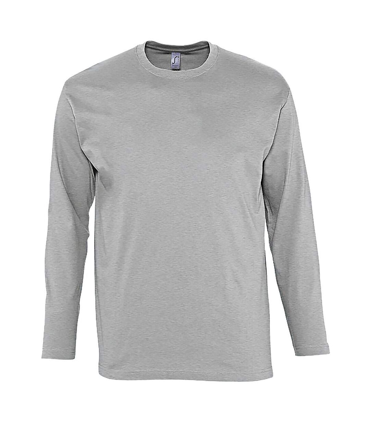 SOLS Mens Monarch Long Sleeve T-Shirt (Gray Marl)