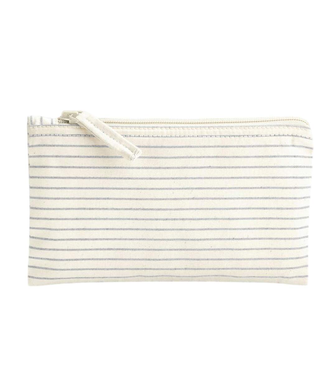 Striped Organic Cotton Accessory Bag 11.5cm X 20cm Grey Westford Mill-2