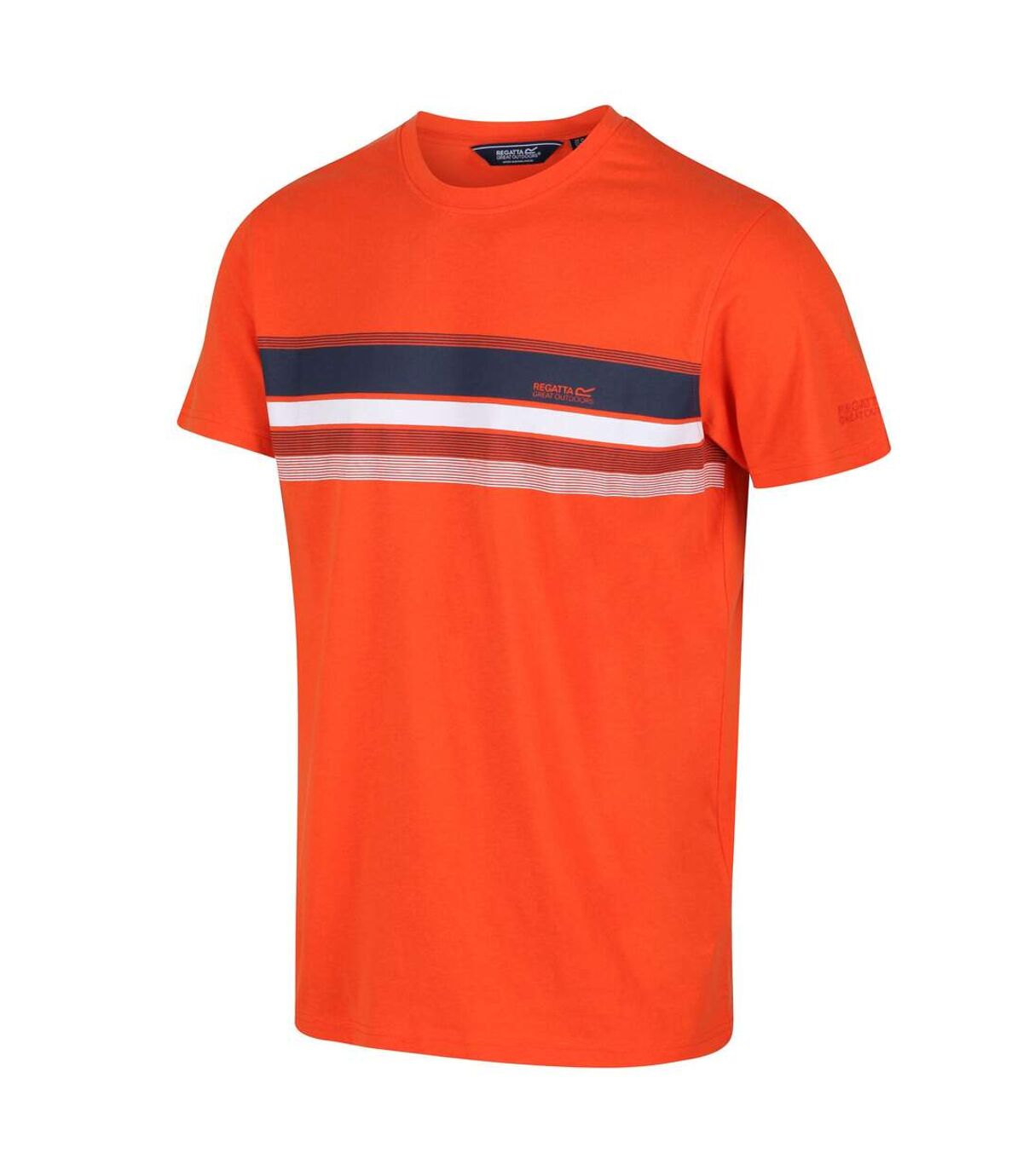 Regatta Mens Cline VI Striped Cotton T-Shirt (Magma Orange) - UTRG7051