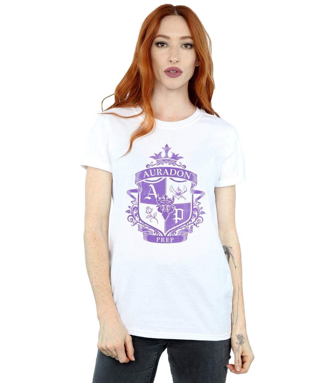 Disney - T-shirt THE DESCENDANTS AURADON PREP CREST - Femme (Blanc) - UTBI20077-2