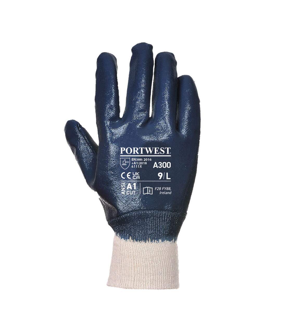 Unisex adult a300 knitted cuff nitrile safety gloves xl navy Portwest-2