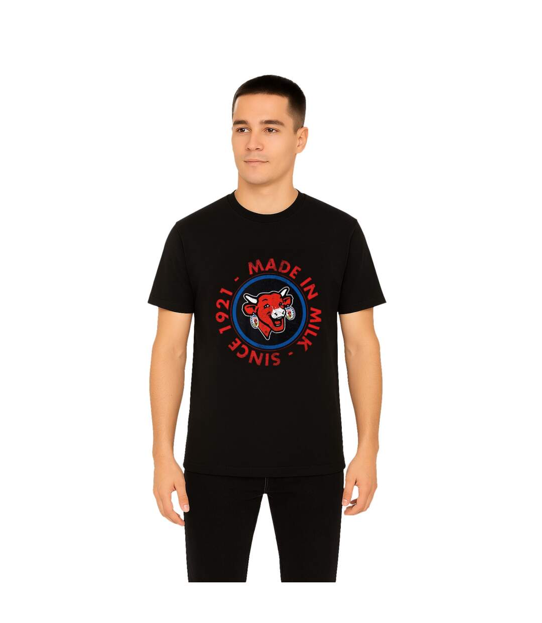 T-shirt homme en coton à col rond imprimé  La Vache Qui Rit Freegun-1