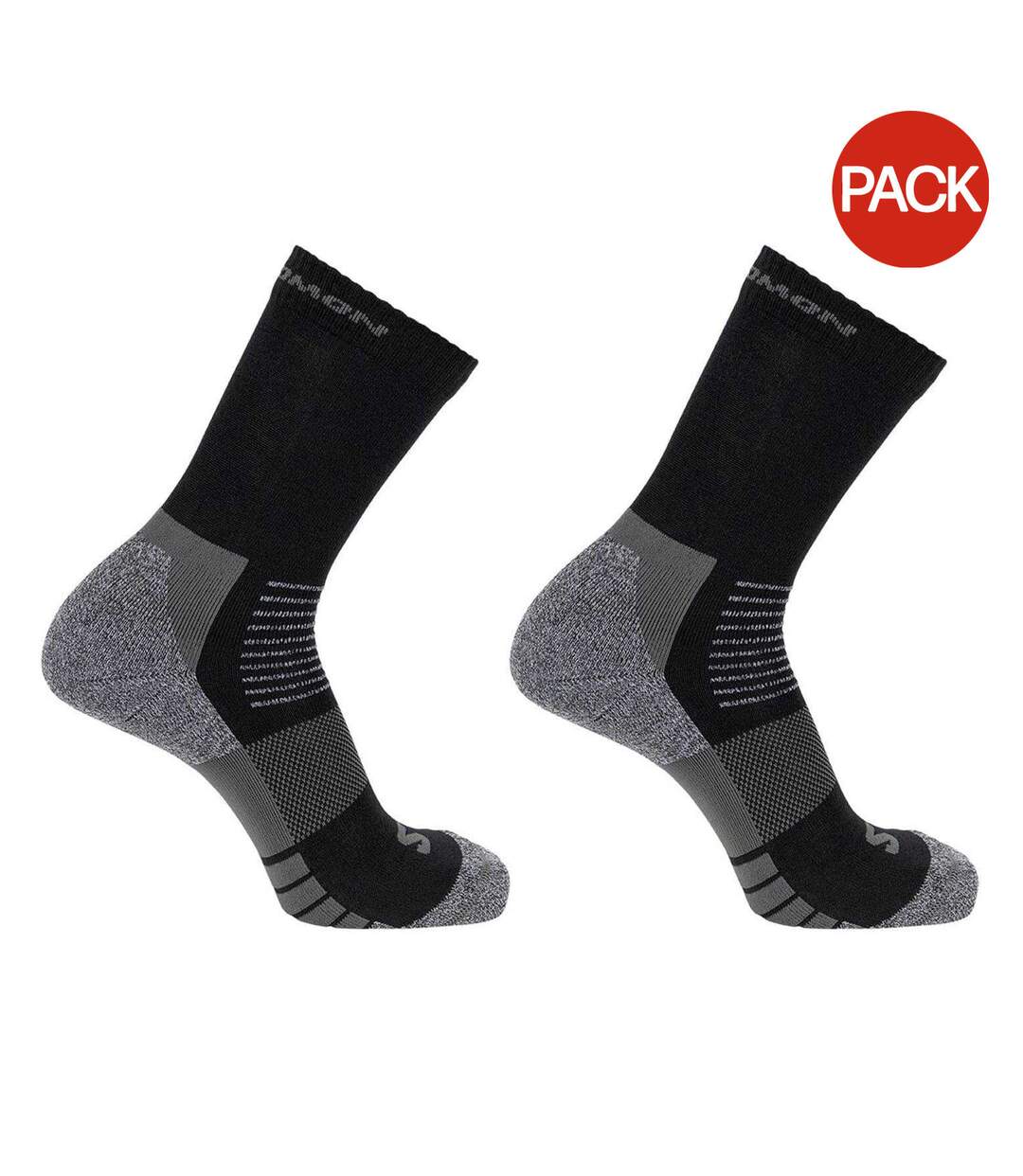 Pack Of 2  Womens/ladies Merino Wool Crew Socks  Black Grey Salomon-1