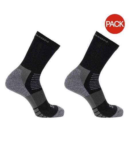Pack Of 2  Womens/ladies Merino Wool Crew Socks  Black Grey Salomon