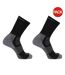Pack Of 2  Womens/ladies Merino Wool Crew Socks  Black Grey Salomon-1