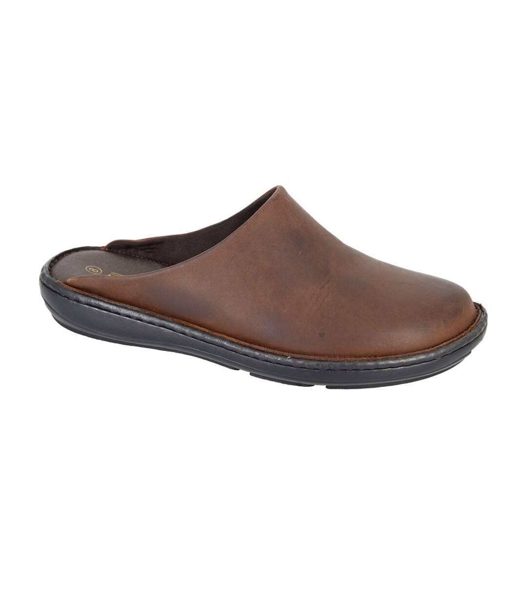 Mens leather clogs brown Roamers-1