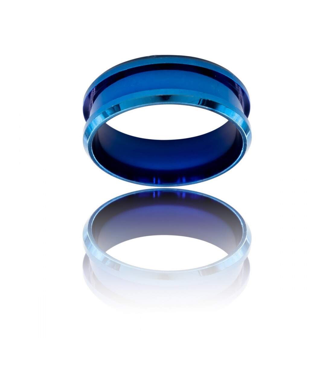 Bague Anneau Fashion d'Homme Acier Bleu