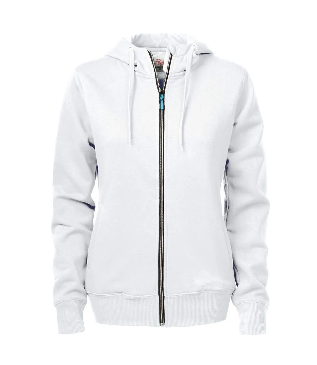 Womens/ladies Overhead Full Zip Hoodie White Printer-1