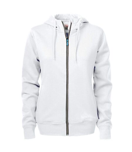 Womens/ladies Overhead Full Zip Hoodie White Printer
